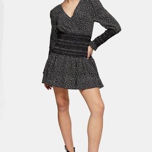 TOPSHOP NWT - Black/White Shirred Waist Mini Dress